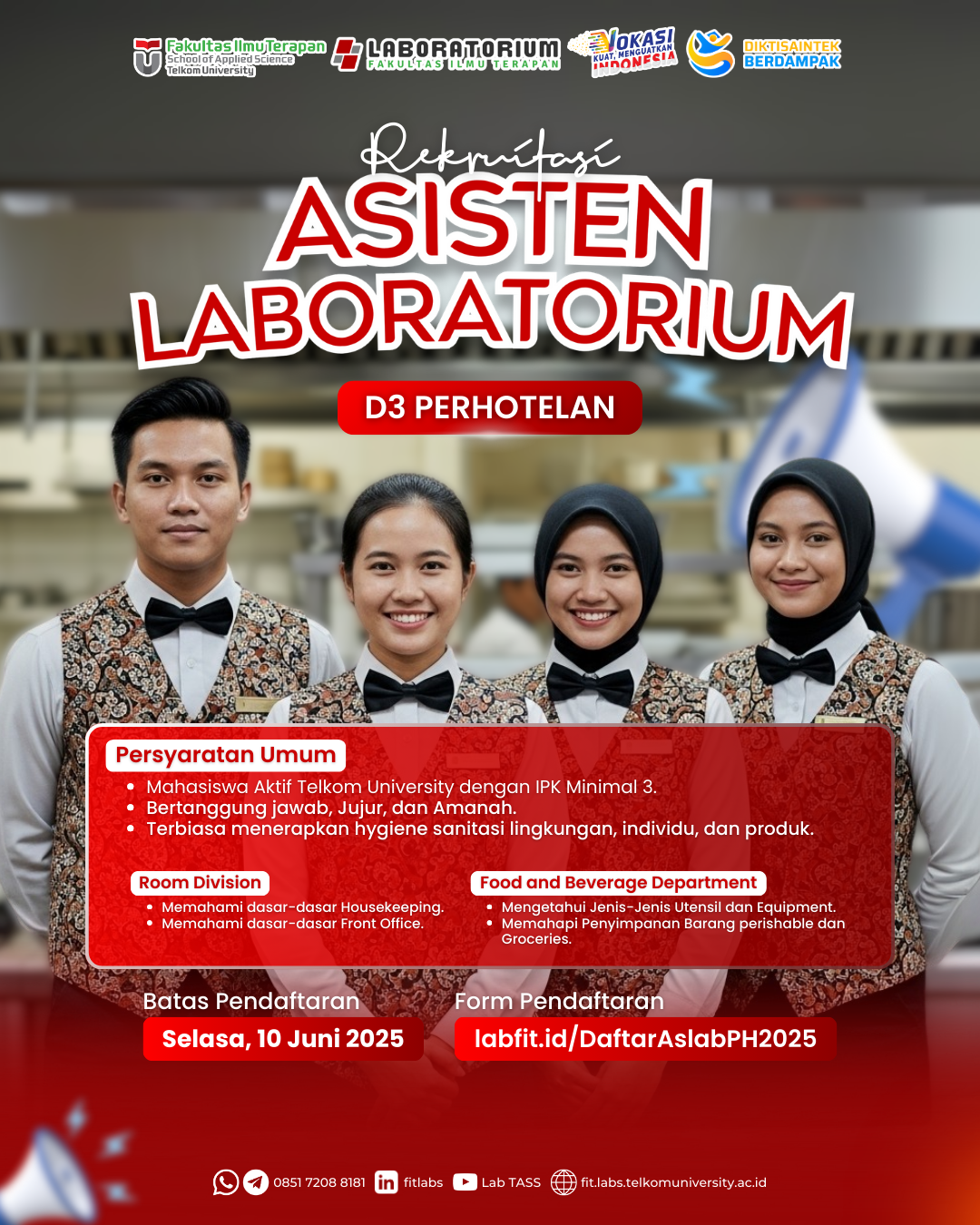 REKRUITASI ASISTEN LABORATORIUM D3 PERHOTELAN 2025