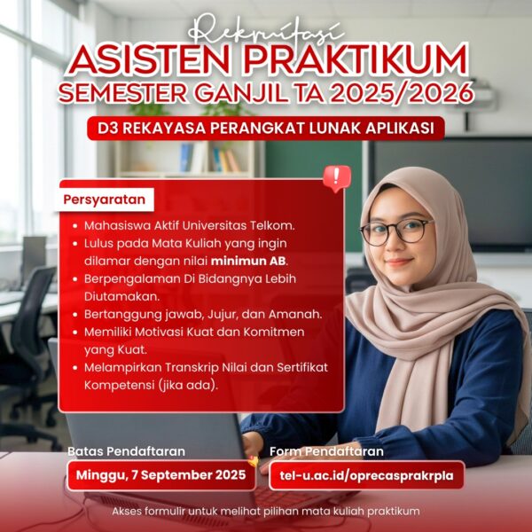 REKRUITASI ASISTEN PRAKTIKUM D3 REKAYASA PERANGKAT LUNAK APLIKASI SEMESTER GANJIL TA 2025/2026