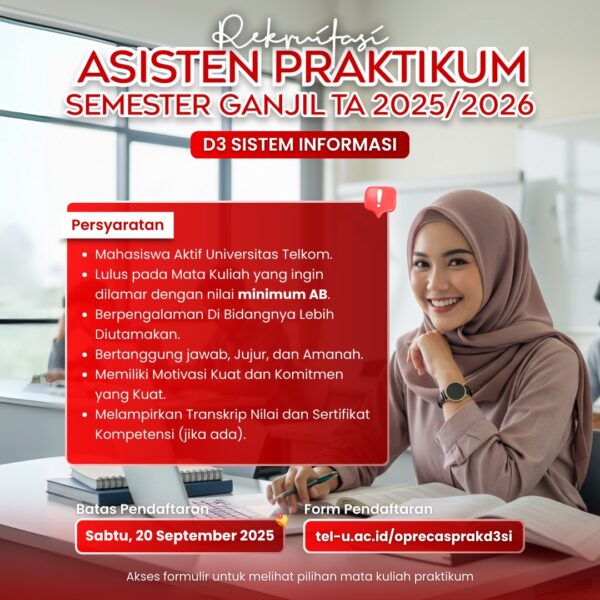 REKRUITASI ASISTEN PRAKTIKUM D3 SISTEM INFORMASI SEMESTER GANJIL TA 2025/2026
