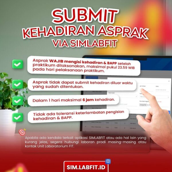 INFORMASI SUBMIT KEHADIRAN ASISTEN PRAKTIKUM VIA SIMLABFIT