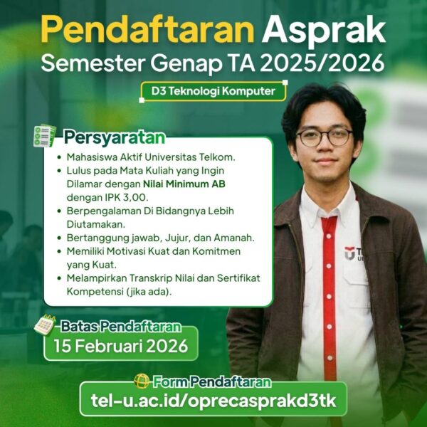 REKRUITASI ASISTEN PRAKTIKUM D3 TEKNOLOGI KOMPUTER SEMESTER GENAP TA 2025/2026