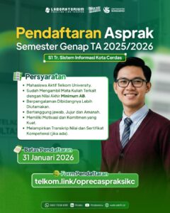 REKRUITASI ASISTEN PRAKTIKUM S1 Tr. SISTEM INFORMASI KOTA CERDAS SEMESTER GENAP TA 2025/2026